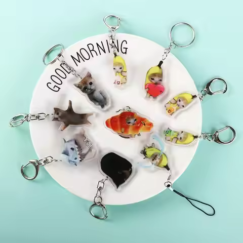 Banana Cat Happy Banana Cat Keychain Backpack Charm Pendant Banana Cat Mobile Phone Chain Cartoon Ke