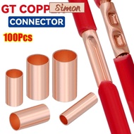 SIMONMY 100Pcs GT Copper Terminal Connecting Tube, Hole Passing Brass Wire Terminal Crimp, Cable Con