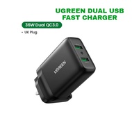 UGREEN USB 36W QC 3.0 Quick Wall Charger Adapter 2-Port USB Travel Plug