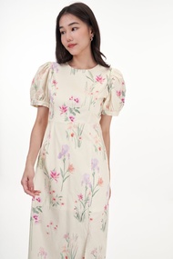 LINDEN SLEEVE SHEATH DRESS IN BLOSSOMS REVERIEIN IVORY