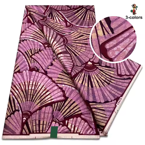 High Quality Soft Pagne 100%Cotton Gold Print Fabric African Real Wax Fabric Nigeria Ankara Grand SU