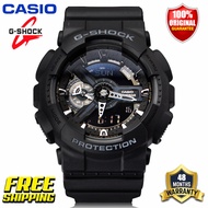 Original G  Sshock GA110 Men Sport Watch Dual Time Display 200M Water Resistant Shockproof and Waterproof World Time LED Auto Light G  S shock Man Boy Sports Wrist Watches with 4 Years Warranty GA-110-1B (Ready Stock Free Shipping)