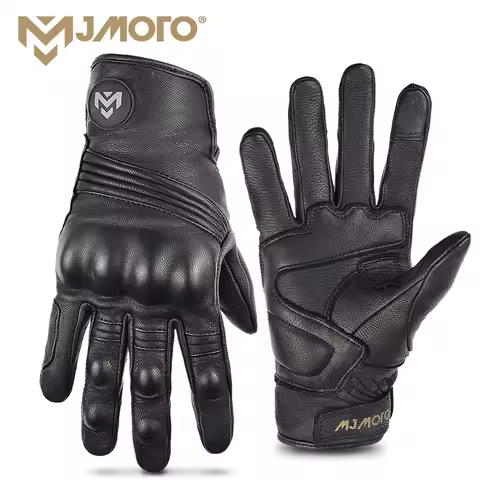 Classic Genuine Leather Motorcycle Gloves Breathable Motocross Gloves Retro Men Biker Gloves Motorbi