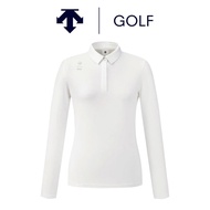 [DESCENTE] GOLF DESCENTE Lapel Long Sleeve GOLF Top (White)
