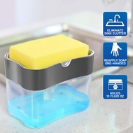 Soap Dispenser With Sponge Dishwash Pump Kitchen Sink Organizer Storage Soap Box Tray Liquid Press Down