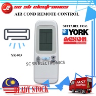 YORK ACSON AIR COND REMOTE CONTROL REPLACEMENT YK-003