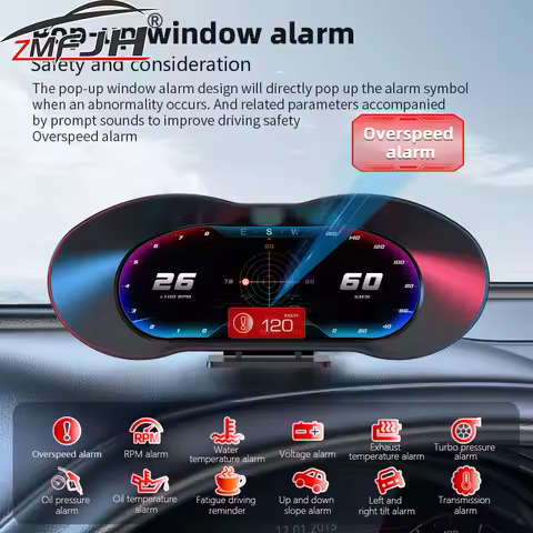 P5 OBD2 Digital Head Up Display Slope Meter GPS Car Speedometer OBD On-board Computer Water Temp RPM