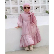 Arsyila Kids + Jilbab Baju Dress Anak Usia 7 - 8 Tahun Baju Muslim