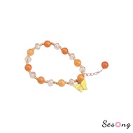 Butterfly Pebble Bracelet Best Friend Bracelet Crystal Bead Bracelet-SG