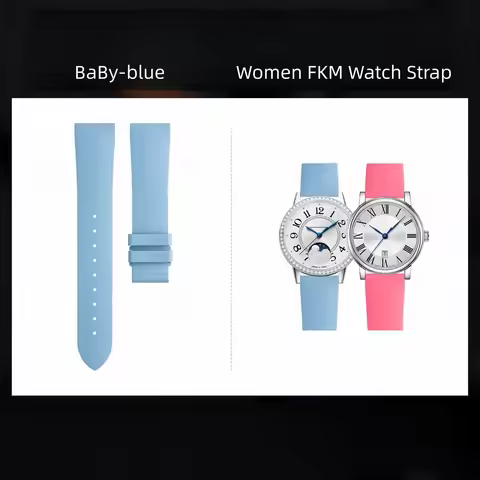 Premium Women's Fluororubber Watch Strap Universal Fit for Cartier Tank Mido Belluna Moon Phase Long