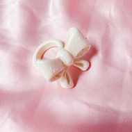 Vintage Lolita White Ribbon Ring Kawaii Gyaru Himegyaru Softgirl DIY Handmade Girls Womens Jewelry