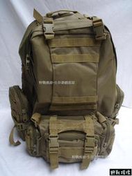 【野戰搖滾-生存遊戲部屋】MOLLE模組化戰術大背包(泥色) -內含多功能戰術腰包、雜物包
