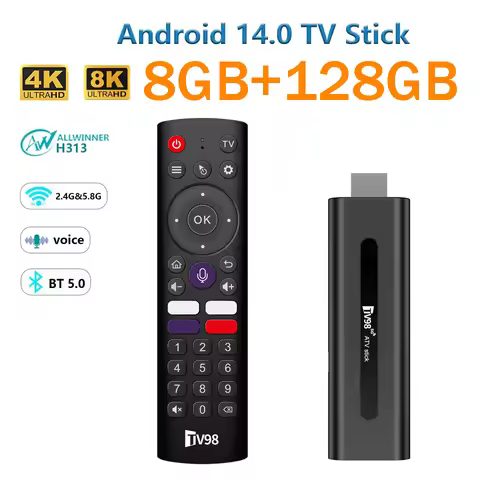 TV98 ATV Stick Smart Android 14 Allwinner H313 Quad Core 4G 5G Dual WiFi HD 8K 4K Media Player BT5.0