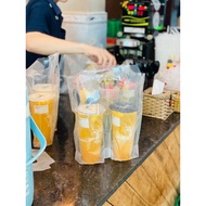 Milk tea cup bag for 2 cups & 1 cup with partition, T-shaped, partition bag