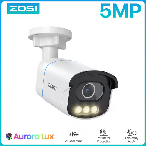 ZOSI C186 Aurora Lux True Color Night Vision 5MP 3K PoE Security IP Camera Outdoor,F1.0 Large Apertu