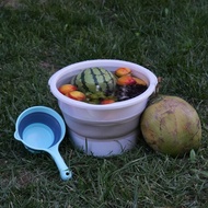 Foldable Outdoor Bucket Household Storage Bucket Portable Washbasin Foldable Bucket with Lid Bucket