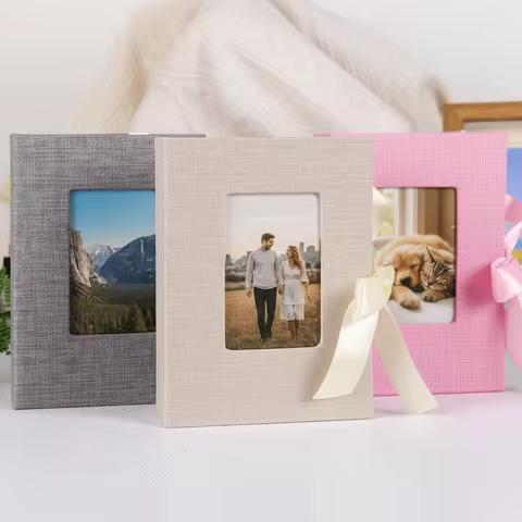 Linen Slip-in A6 Photo Albums with Picture Display Window, Photocard Binder 96 Photos, 10X15cm Pictu