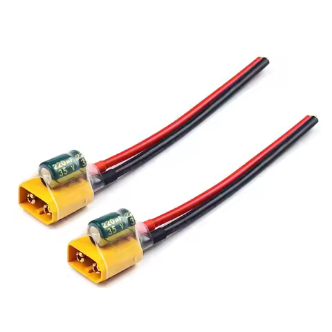 2PCS 6S XT30 XT60 Male Power Cable with 35V 220μF 1000μF Capacitor Filter Connector Wire for FPV Tra