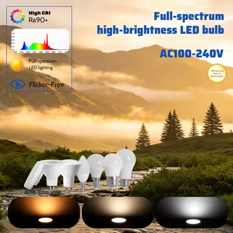 Non-Flicker Eye Caring E27 E14 GU10 LED Bulb RA90,100W Equivalent 7W 9W 12W 15W, 3000K 4000K 6500K N