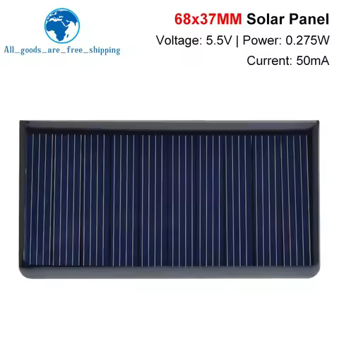 1/3PCS 5.5V 50mA Solar Panels Polycrystalline 68x37mm Mini Sunpower Solar Cells DIY Photovoltaic Pan