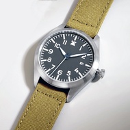 นาฬิกาผ้าใบ Flieger Aviator Pilot นาฬิกาข้อมือ Olive Green Arrow สงครามโลกครั้งที่สองเยอรมัน WW2 การ