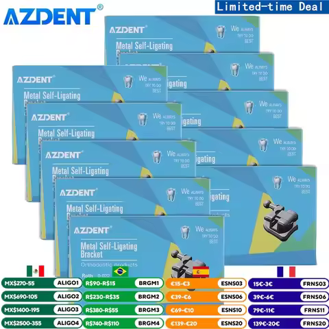 10Boxes AZDENT Dental Bracket Orthodontic Brace Passive Self Ligating ROTH MBT 0.022 3 4 5 Hook with