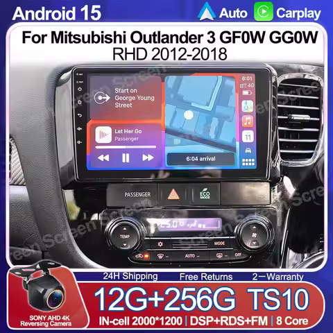 Android 15 Car Radio For Mitsubishi Outlander 3 GF0W GG0W RHD 2012-2018 Navi Head Unit Multimedia Pl