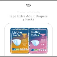 (4 Packs) LivDry Trusty Slip Tape Extra Adult Diapers - Size M / L