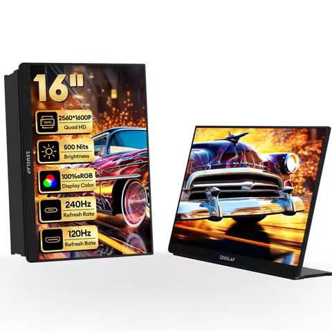 ZEUSLAP 16" QHD 2.5K 240Hz Gaming Portable Monitor 2560*1600P 500Nits 100%sRGB for phone, ns, ps5, l