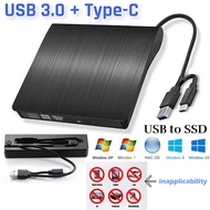 2 in1 USB 3.0 Type-C Slim External CD ROM ODD Drive DVD-ROM Optical Drive Case External Mobile Enclo