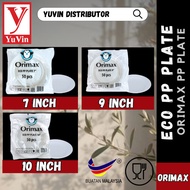 Orimax Disposable Plate Plastic/PP Plate/ 7 / 9 /10 Inch Plastic Plate / Pinggan Plastik Pakai Buang
