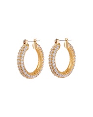 Haus of Jewelry - LUV AJ PAVE ESTELLE HOOPS ต่างหูห่วงประดับเพชรคิวบิกเซอร์โคเนีย (Cubic Zirconia)