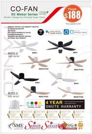 (Installation Promotion) Fanco Rito 3 l Rito 5 Smart DC motor Ceiling fan | Energy saving | Local 4-year warranty | Free Express Delivery