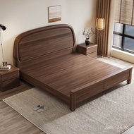 Walnut double Bed Rice Master Bedroom1.5Home Solid Wood Bed Modern Simple Rice New Chinese Style Thi