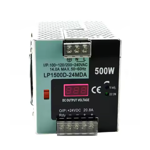 LP1500D Series Din Rail Power Supply - 500W 12V/24V/48V High Efficiency Switching Power 12/24/48MDA