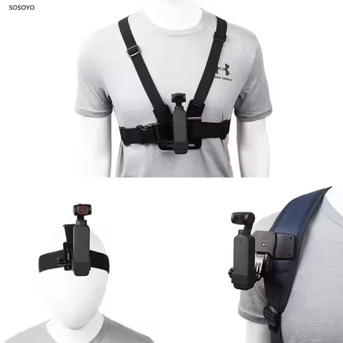 Chest Strap Backpack Clip Headband Strap Mount With Fixed Clip J-shaped base For DJI OSMO Pocket 1 2
