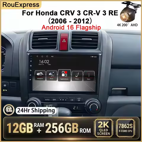 Android 16 For Honda CRV 3 CR-V 3 RE 2006 - 2012 Car Radio Carplay Multimedia Player GPS Video Autor