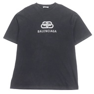 成色極佳的BALENCIAGA 571205 BB 標誌印花做舊寬鬆短袖T卹，黑色，XS碼，正品，男士