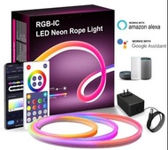 12V RGBIC LED 霓虹燈 LED 燈帶音樂同步塗鴉智慧 APP 1600 萬 DIY 顏色可與 Alexa、Google Assistant 搭配使用
