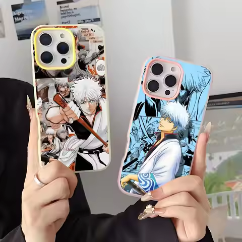 Anime gintoki gintama Phone Case 2-in-1 Detachable for iPhone 17-13 Clear Case Multi-Color Card Hold
