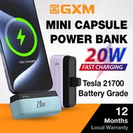 20W Mini Capsule GXM Power Bank 5000mAh Fast Charging Type-C and iPhone Lightning Built-in Output
