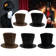 KOZEEY Gothic Funky Flat Top Hat for Men Women Magician Butler Costume Accessory Headwear for Hallow