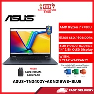 ASUS-TN3402Y-AKN216WS-BLUE-AMDRYZEN7-7730U,16GBR4OB,512GBSSD,AMDRADEON,14"TOUCH,PEN,W1164,2YRS