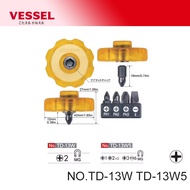 VESSEL No.TD-13W5/TD-13W/TD-13-P2/TD-13-S6 Super Stubby Screwdriver Handle with Replaceable Bits