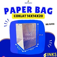 BROWN PAPER BAG 14x14x20 PLAIN KRAFT PAPER BAG