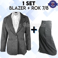 One Set of Women's Short Span Skirt Blazer Suit, Plain Women's Office Work Suit, Adults and Children