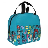 Alphabet Lore Costume Insulated Lunch Bag Portable Matching Learning 26 Letters Thermal Bag Tote Lunch Box Beach Picnic Food Bag