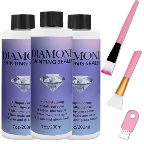 2 In 1 60ML/120ML/200ML Diamond Painting Sealer with Brushes 5D Diamond Painting Glue Permanent Hold