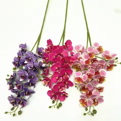 One Latex Butterfly Orchid Flowers 21 Heads Artificial Mini Phalaenopsis Orchid