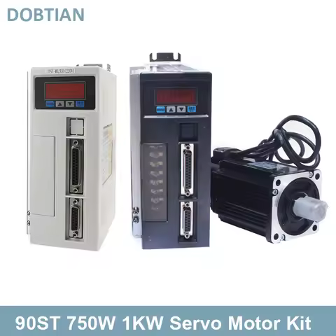 1KW 750W AC Servo Motor Permanent Magnet 220V 90ST-M02430 90ST-M04025 with AASD-15A Driver Black Whi
